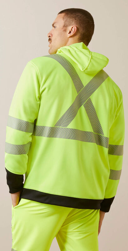 Rebar WorkTek Hi-Vis Full Zip Hoodie Back